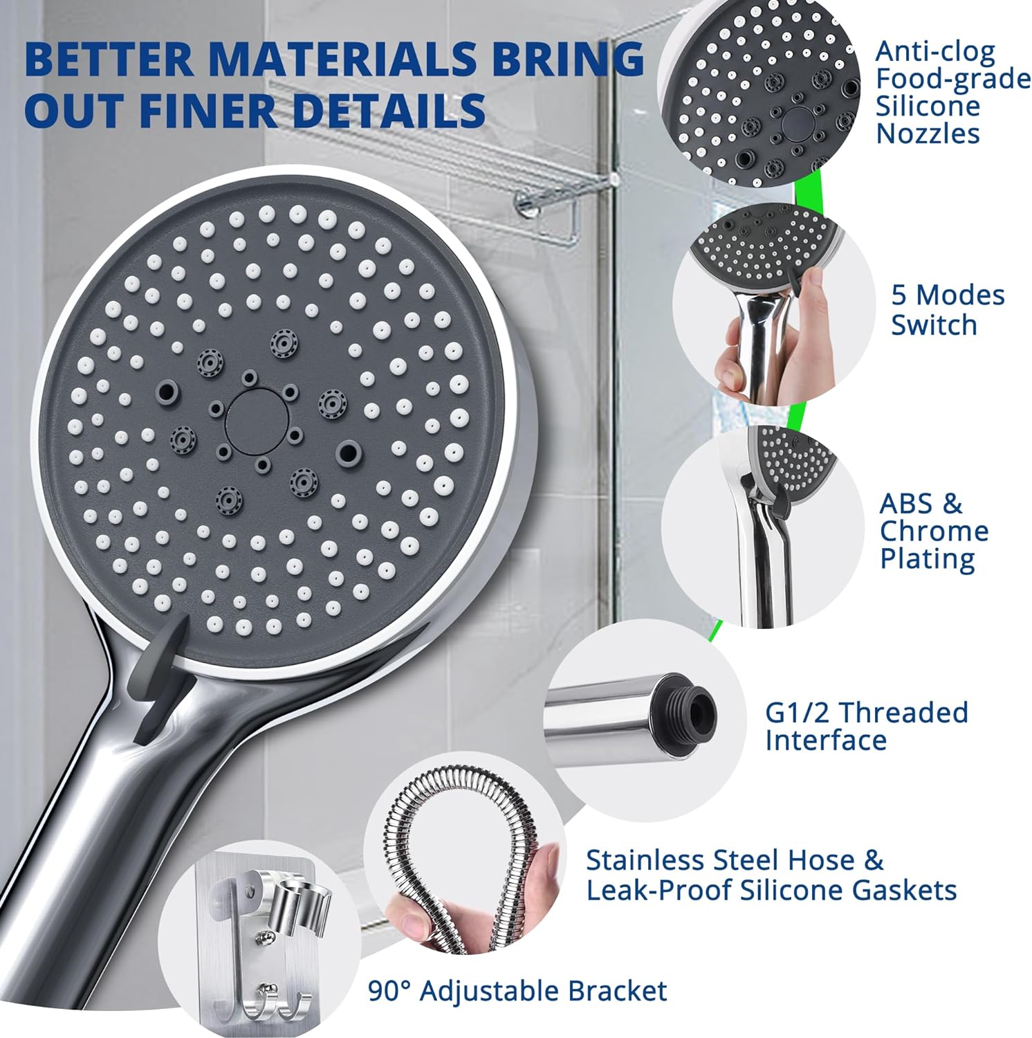 Handheld Shower Head with Hose