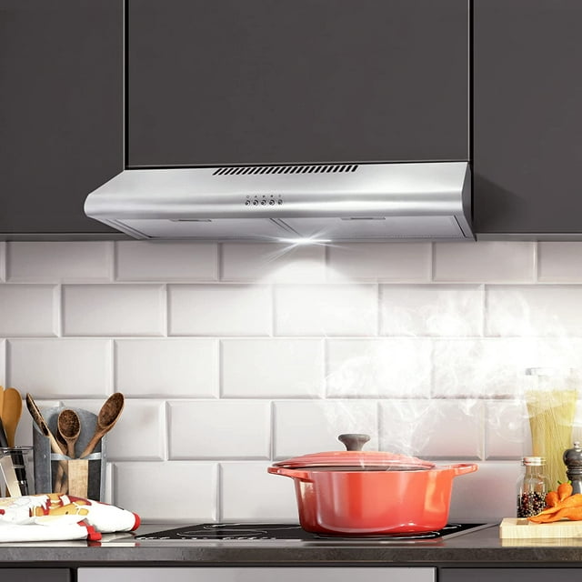 5MU30 30 in. Under Cabinet Range Hood Ductless Convertible Duct, Slim Kitchen Stove Vent with, 3 Speed Exhaust Fan, Reusable Filter and LED Lights in Stainless Steel, 30 inch