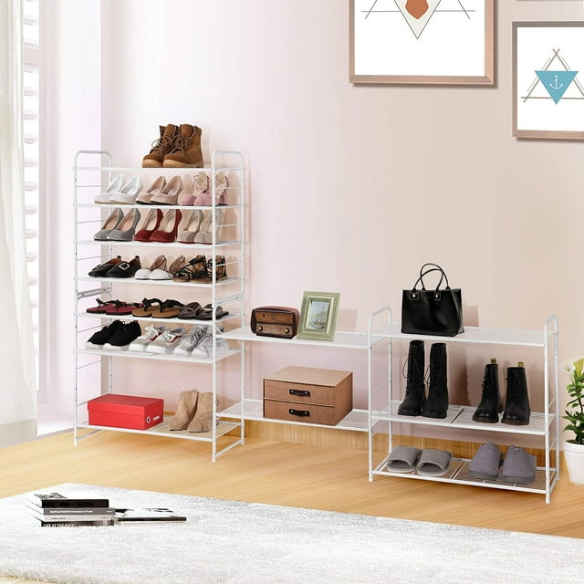 3 Tier Stackable Shoe Rack, Yellow