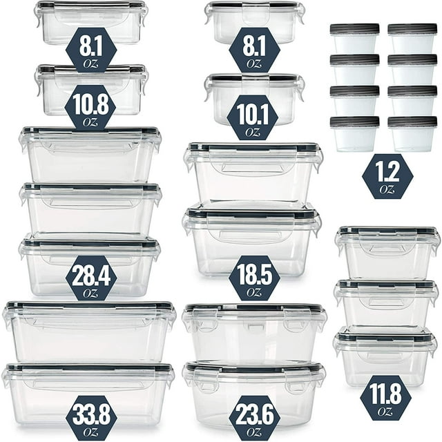 24 Pcs Airtight Food Storage Container Set - BPA Free Clear Plastic Kitchen and Pantry Organization Meal Prep Lunch Container with Marker Labels