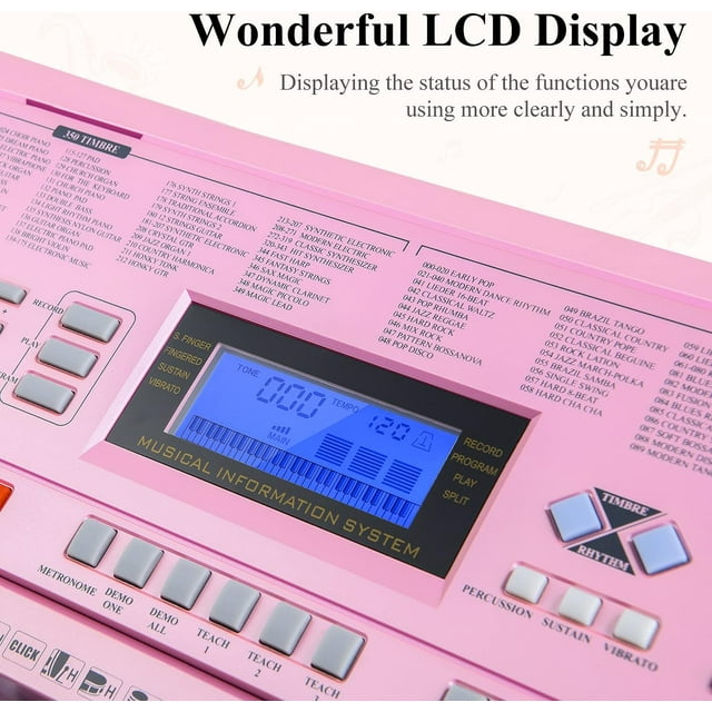61 Key Electronic Keyboard Piano Set, Pink