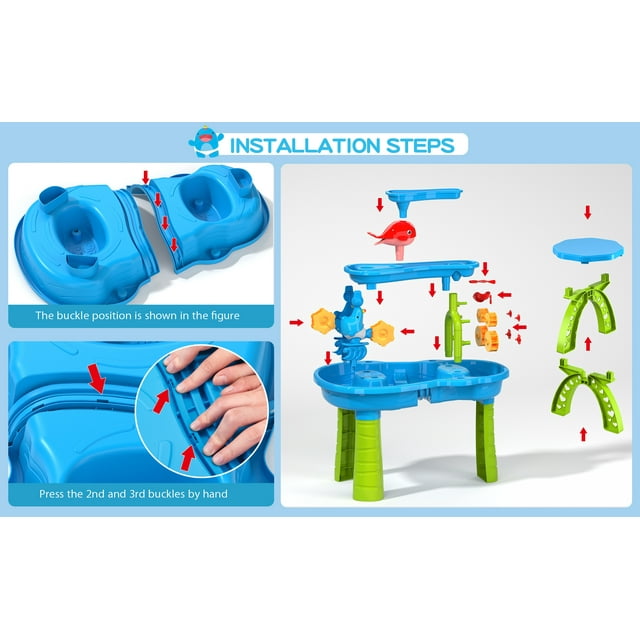 Kids Sand Water Table for Toddlers, 3-Tier Sand and Water Play Table Toys for Toddlers Kids, Activity Sensory Tables Outside Beach Toys for Toddler Boys Girls Age 1-3 3-5 Gift