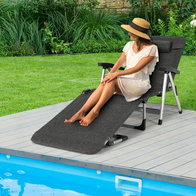 Folding Camping Cot, Adjustable 7-position Lounge Chair