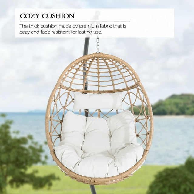 Hanging Chair Indoor Outdoor Wicker Basket Swing Hammock Egg Chair
