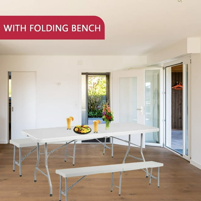 Fold Up Table 6 ft Plastic Folding Table for Picnics