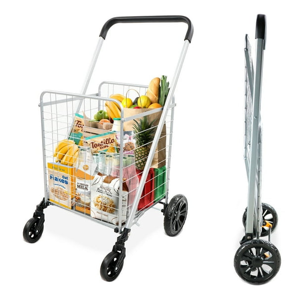 Foldable Shopping Cart With 360 Swivel Castor Wheels