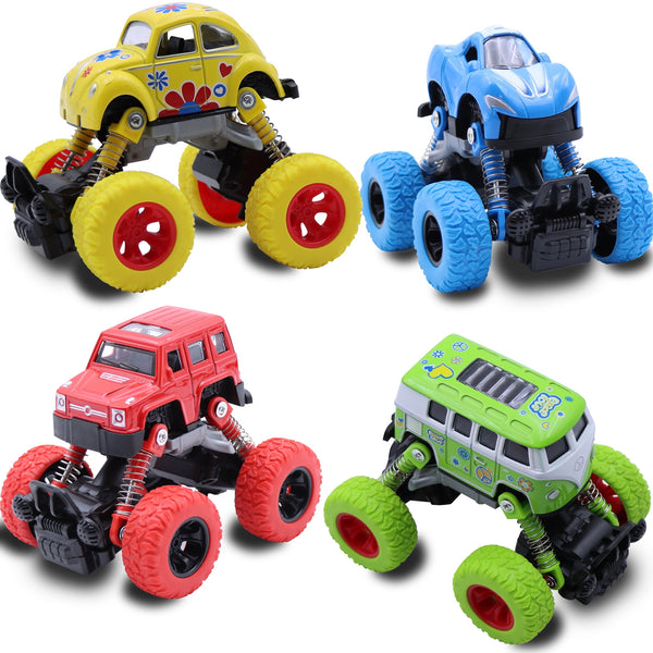4 Pack Pull Back Trucks Friction Powered alloy Cars for Kids