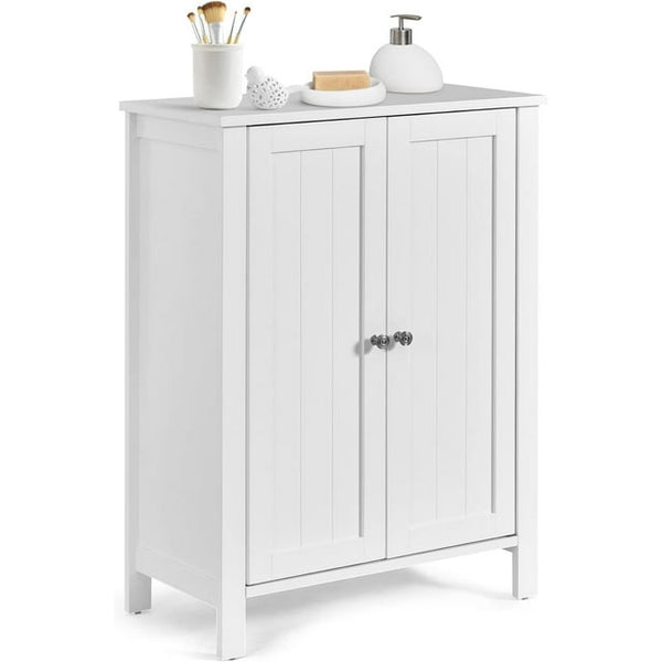 Bathroom Floor Cabinet Freestanding Side Storage Organizer with Double Doors Adjustable Shelf, Wooden Storage Cabinet for Living Room, Bedroom, Kitchen, Entryway