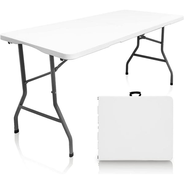 Folding Table 5ft Indoor Outdoor Portable Folding Plastic Table, White