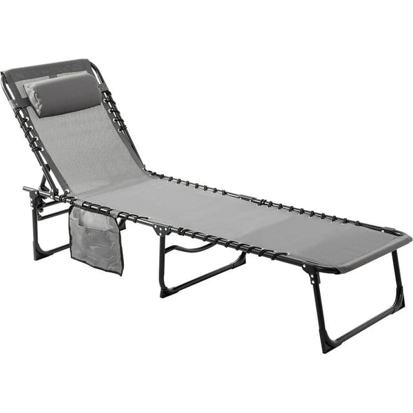 Patio Chaise Lounge Chair for Outdoor with Detachable Pocket and Pillow