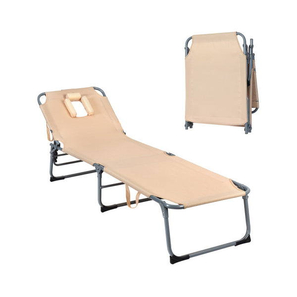 Folding Chaise Lounge Chair with Face Hole for Beach