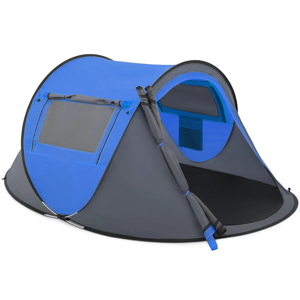 2 Person Instant Pop-up Tent Waterproof Family Camping Tent, 2 Side Windows Blue