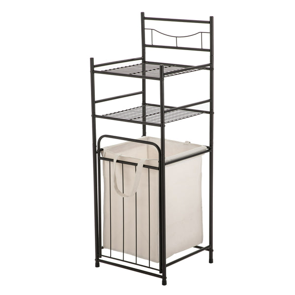 2 Shelves 10 lb. Capacity Steel Storage Shelf Unit with Hamper , Bronze Finish for Adults