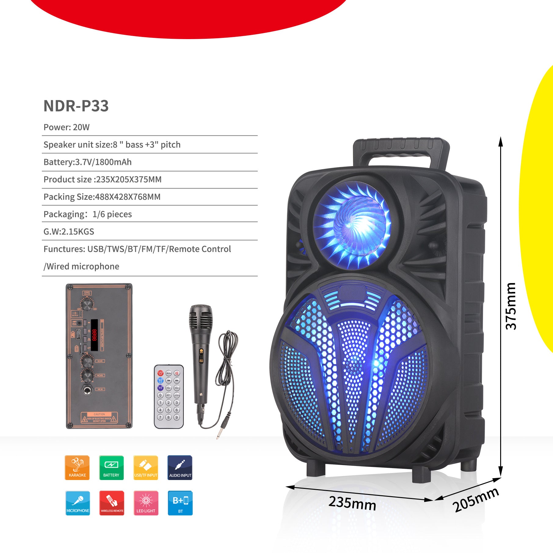 Rechargeable Bluetooth Party Speaker