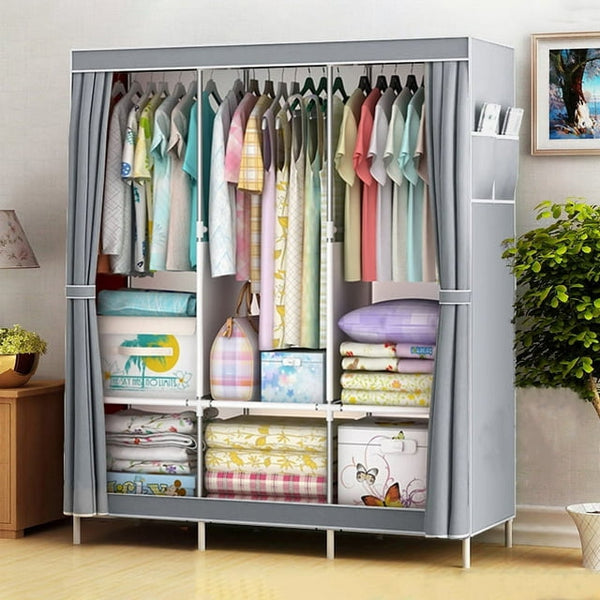 Portable Closet Storage Organizer Clothes Wardrobe Shoe Clothing Rack Shelf Dustproof Nonwoven Fabric,Quick and Easy to Assemble