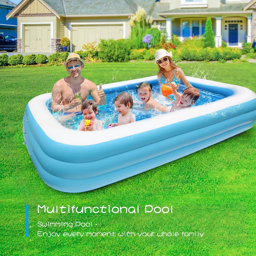 Inflatable Pool, Family Lounge Swimming Pool with Seat for Kids