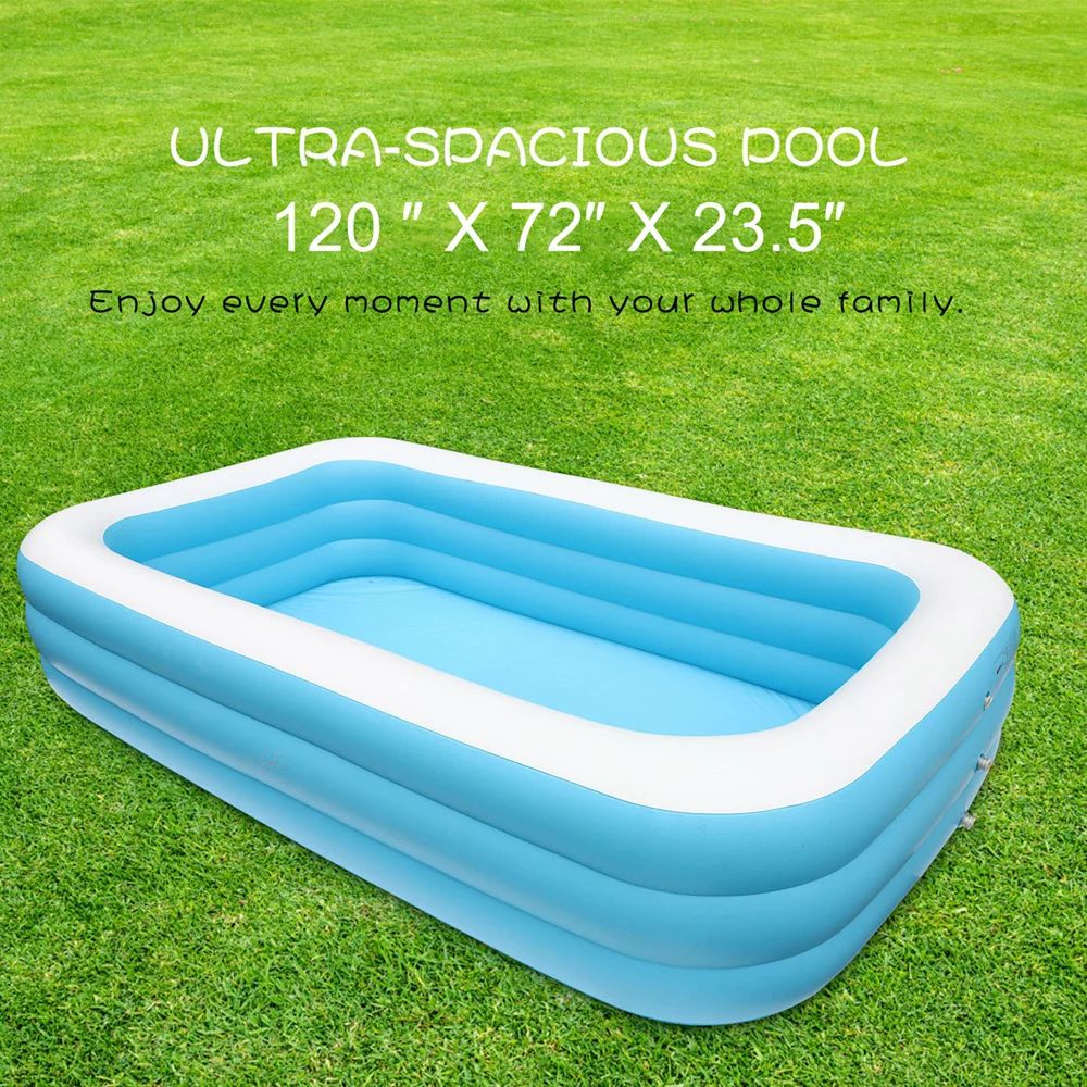 Inflatable Pool, Family Lounge Swimming Pool with Seat for Kids