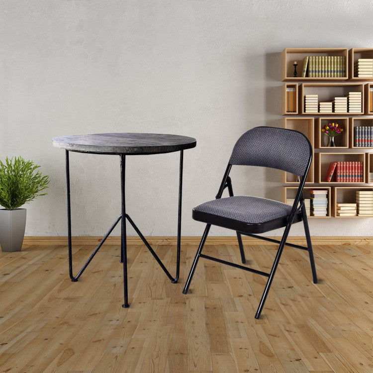 4 Pack Folding Chair Set with Upholstered Seat and Fabric Covered Backrest