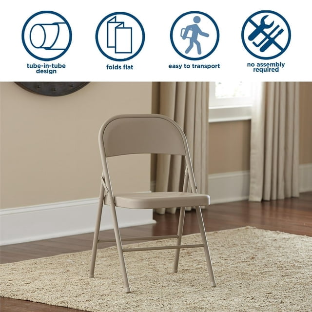 Fabric Padded Folding Chair (6 Pack), Beige