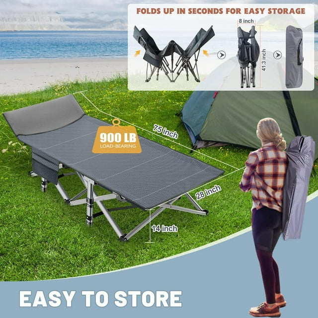 Folding Camping Cot Folding Outdoor Cot with Carry Bag
