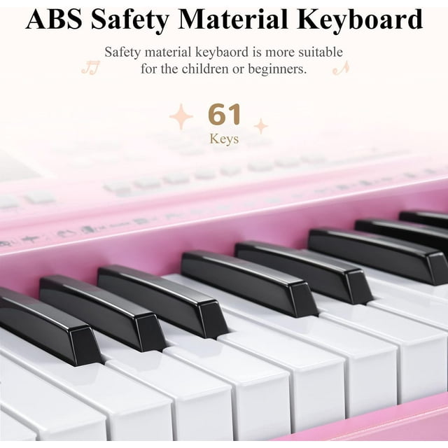 61 Key Electronic Keyboard Piano Set, Pink