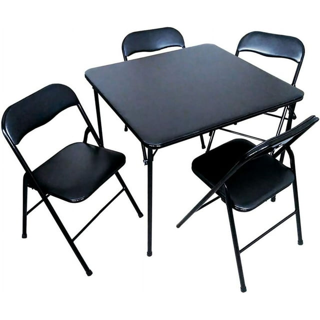 5 Piece Folding Table and Chair Set Black
