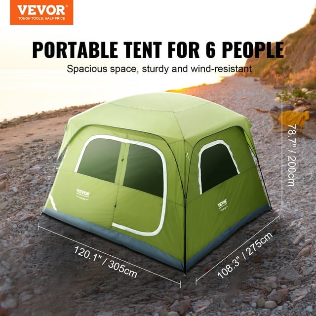 Camping Tent Portable Dome Tent, 10 x 9 x 6.5 ft
