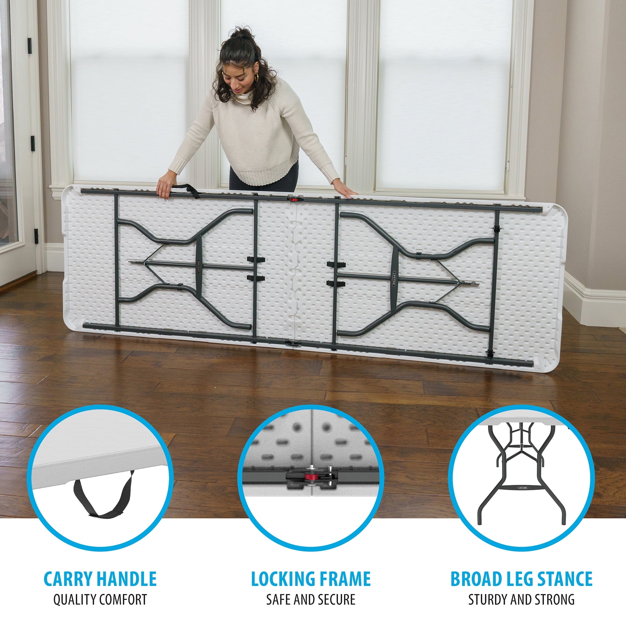 8 Foot Fold-in-Half Rectangle Table