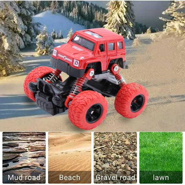 4 Pack Pull Back Trucks Friction Powered alloy Cars for Kids