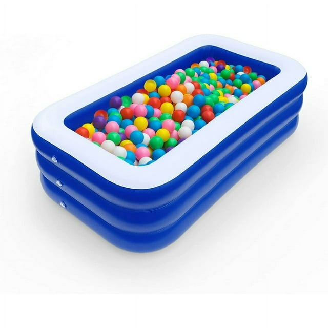 10-Foot Rectangular Inflatable Family Pool, Blue, Ages 6 and Up, Unisex