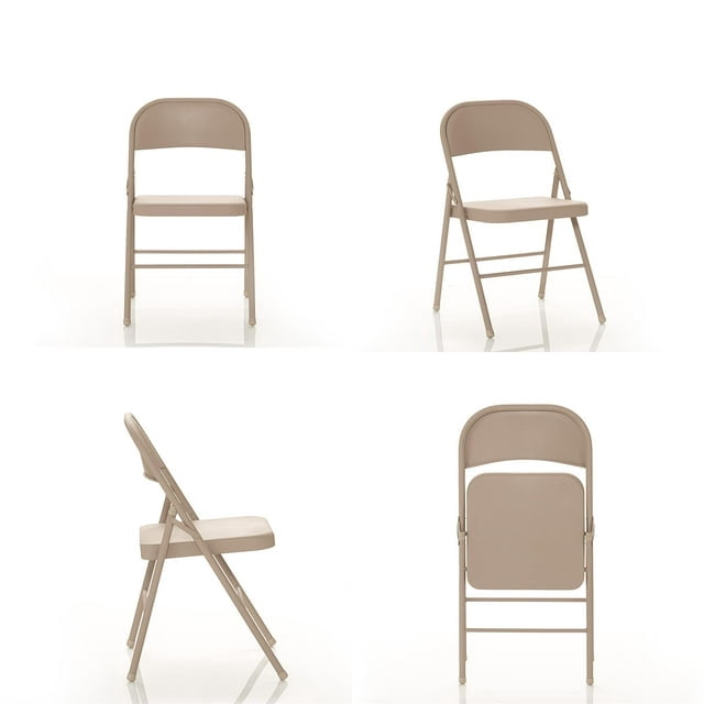 Fabric Padded Folding Chair (4 Pack), Beige