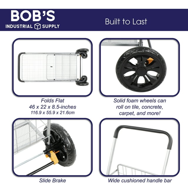 Foldable Shopping Cart With 360 Swivel Castor Wheels