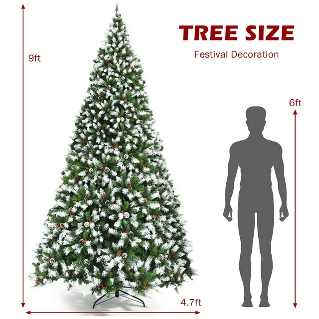 9ft Pre-lit Snowy Christmas Tree