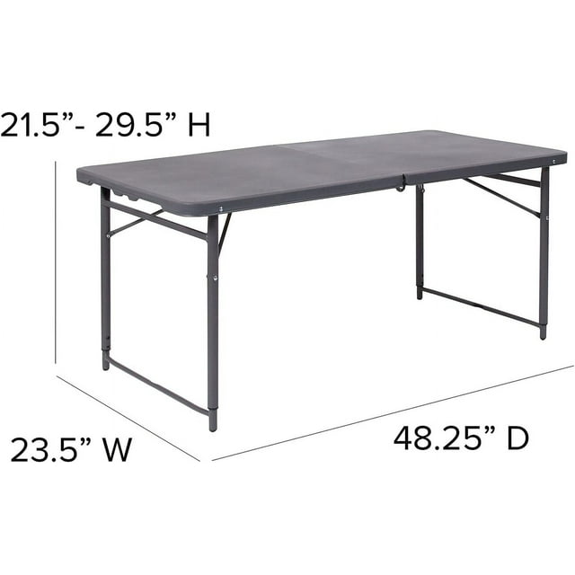 Folding Table 5ft Indoor Outdoor Portable Folding Plastic Table, Black