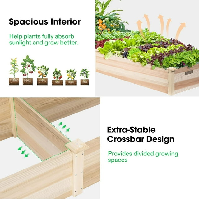 8 X 2Ft Wooden Raised Garden Bed Outdoor Wood Planter Box