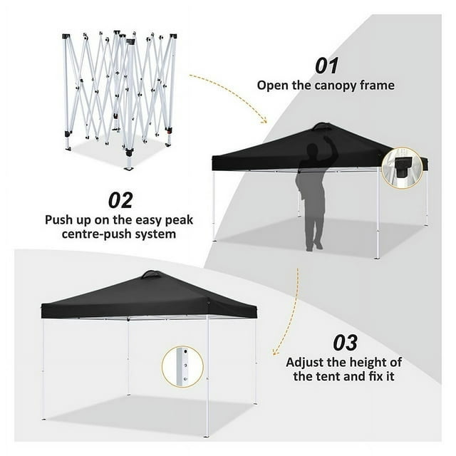 Canopy Party Tent for Outside, 10 x 10ft Outdoor Party Wedding Tent, Black