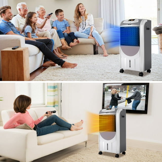 Portable Air Cooler Fan Heater Humidifier with Washable Filter Remote Control