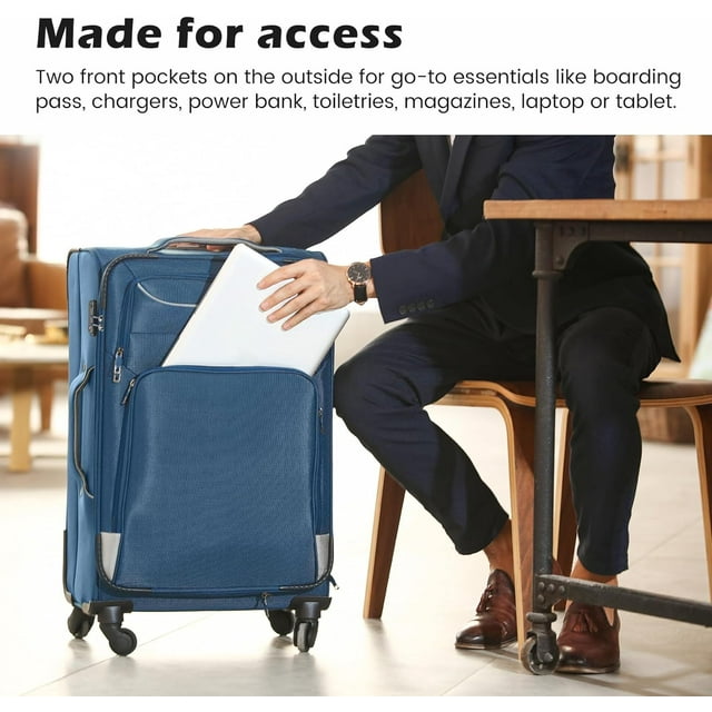 Luggage 4 Piece Set Suitcase Spinner TSA Lock Blue