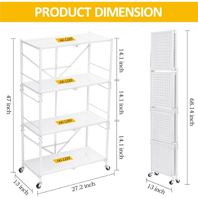 4 Tier Storage Shelving Unit with Lockable Wheels