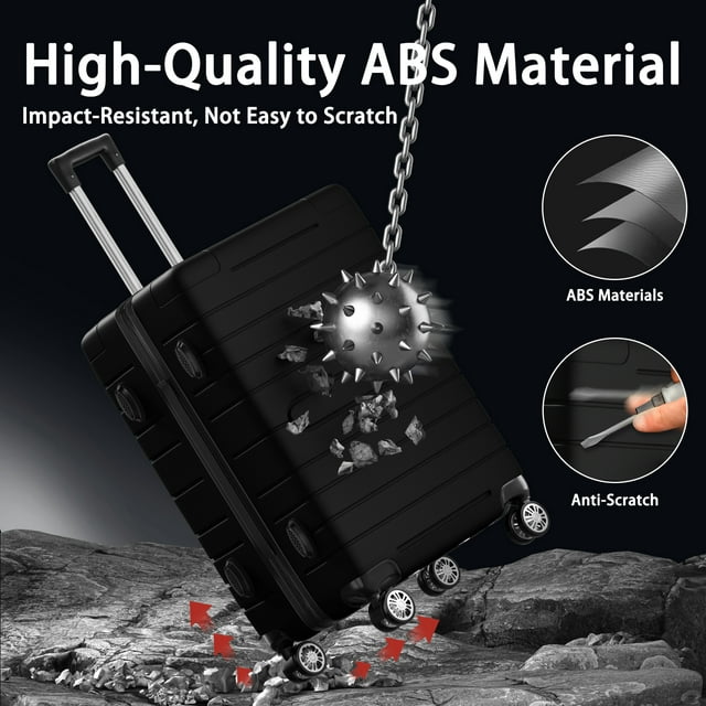 3 Piece Luggage Sets ABS Hardshell Hardside Lightweight Suitcase with Durable Spinner Wheels,Gray