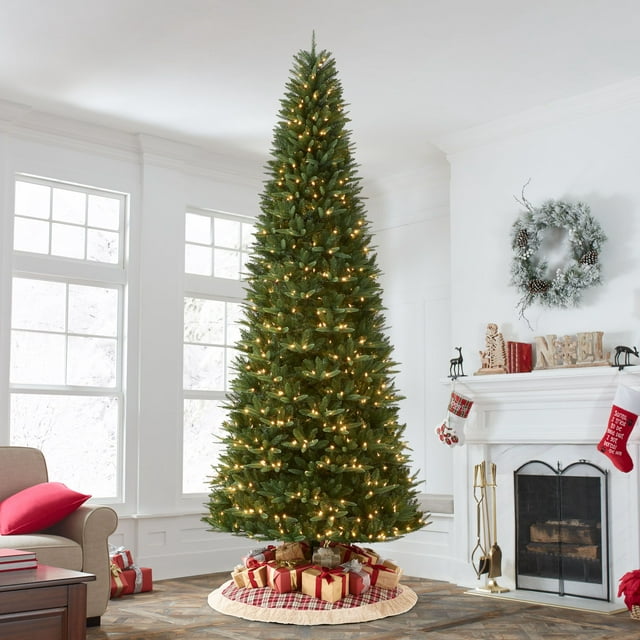 12 ft Pre-Lit Rockford Sure-Lit Pole Slim Pine Christmas Tree