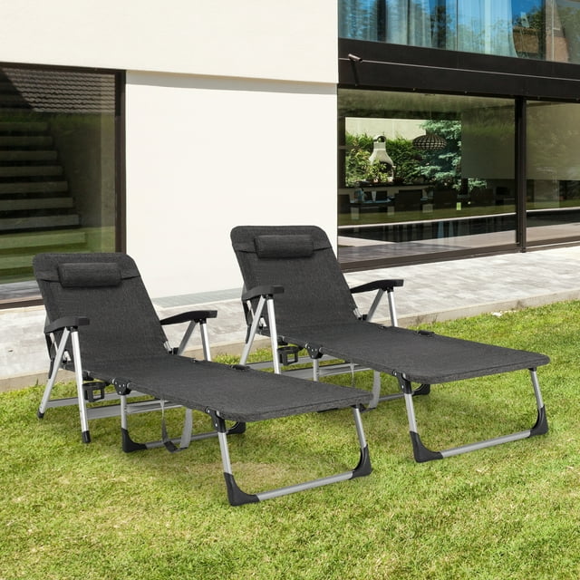 Folding Camping Cot, Adjustable 7-position Lounge Chair