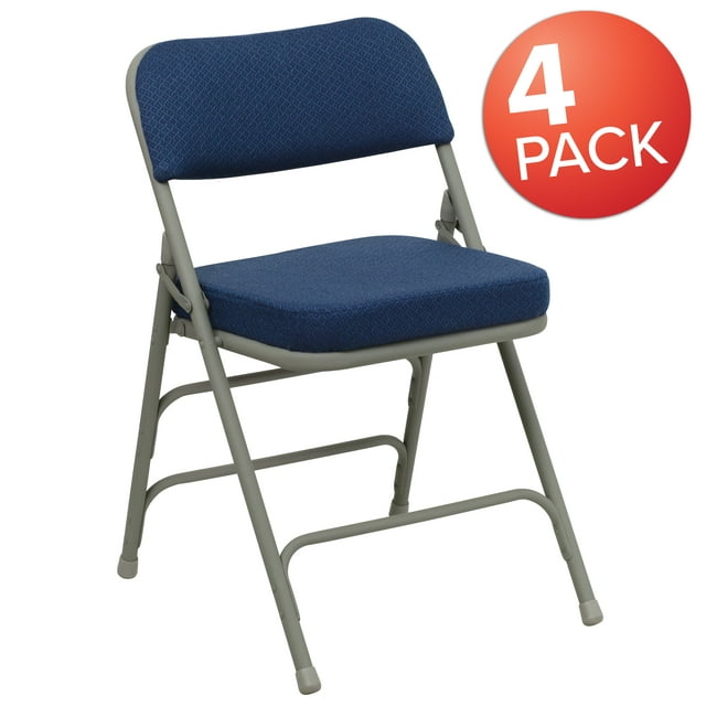 Fabric Padded Folding Chair - 4-Pack, Navy Blue