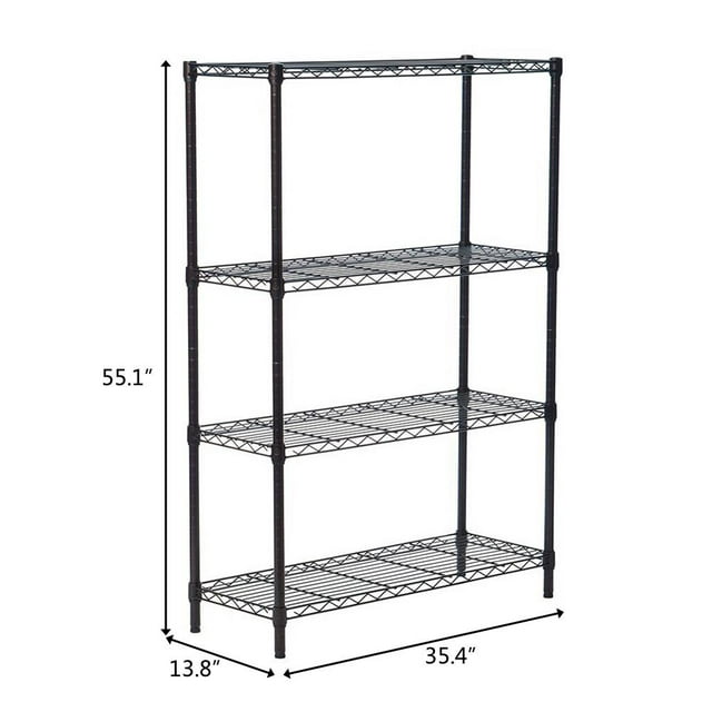 4 Layer Wire Shelving Rack Metal Shelf Adjustable Unit Garage Storage