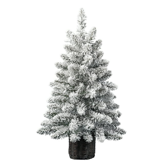 24in Pre Lit Cooper Flocked Spruce Artificial Christmas Tree with Clear LED Lights