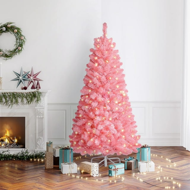 Artificial Prelit Christmas Tree, iFanze Full Xmas Pine Tree