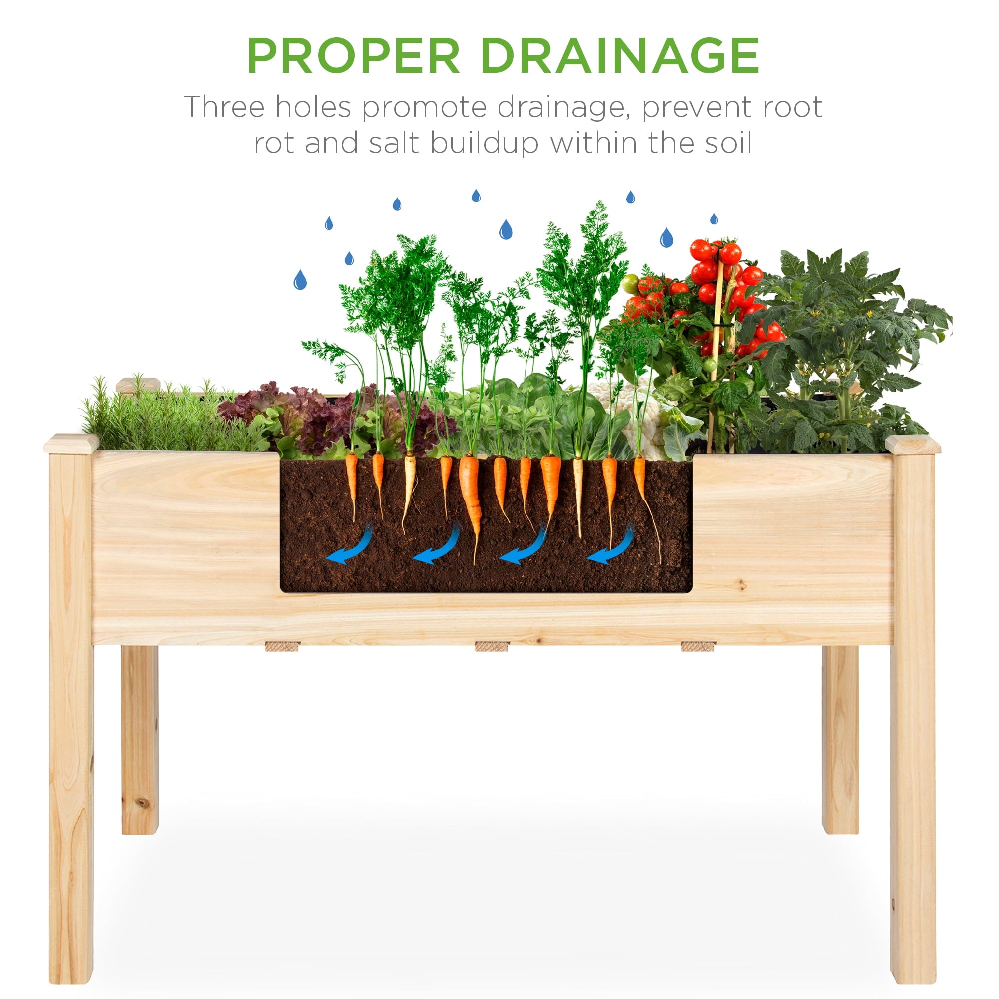 48.5x24x30in Elevated Raised Wood Planter Garden Bed Box Stand for Backyard, Patio - Natural