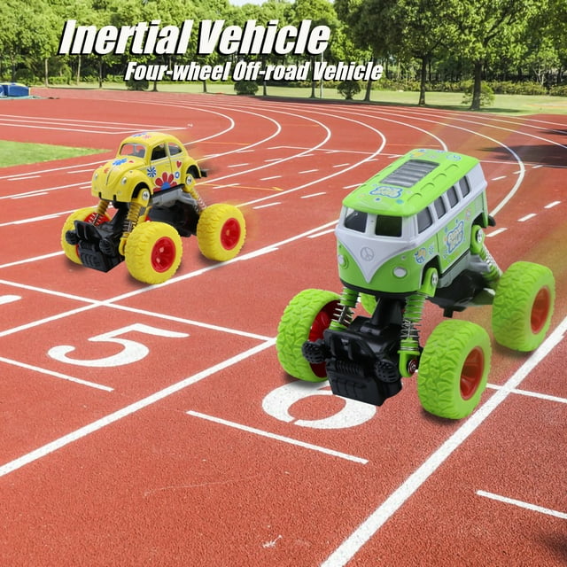 4 Pack Pull Back Trucks Friction Powered alloy Cars for Kids