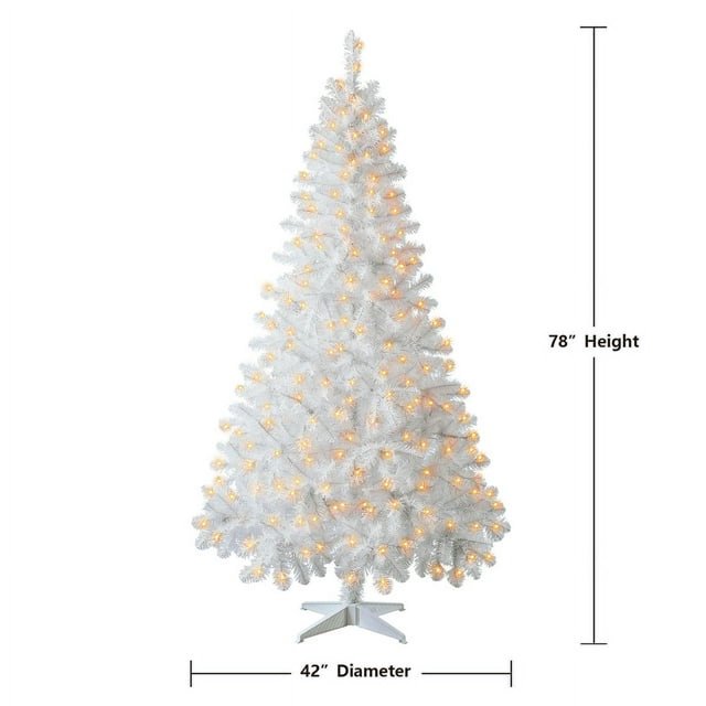 7 ft Pre-Lit Artificial Christmas Tree, Clear LED Lights, White