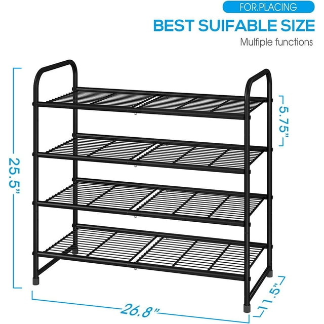 3 Tier Stackable Shoe Rack, Black